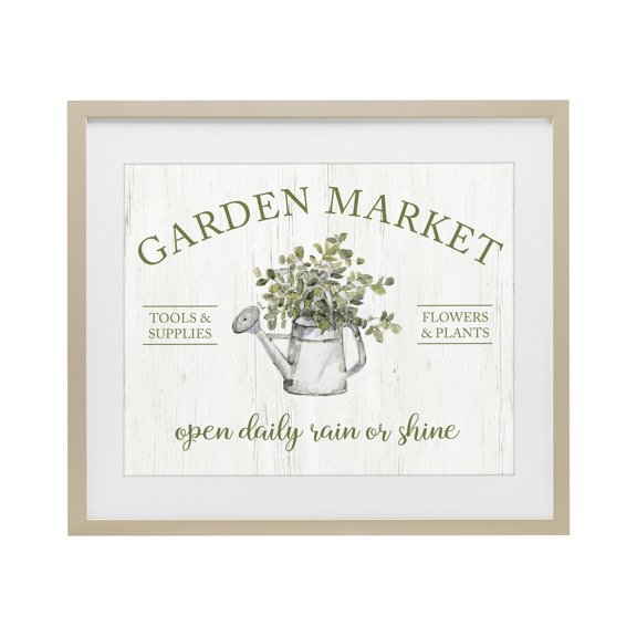 Stupell Industries Open Daily Garden Market Birch Framed Print Under Glass, design by Sally Swatland