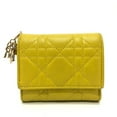 thumbnail image 1 of Pre-Owned Christian Dior Dior Lady Cannage Lotus Wallet Compact Tri-fold Leather... (Fair), 1 of 13