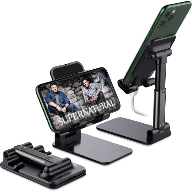 Soporte para Teléfono Móvil Ajustable Soporte para Celular Plegable Soporte para Tableta con Base Antideslizante Escritorio Soporte Accesorios para - Negr