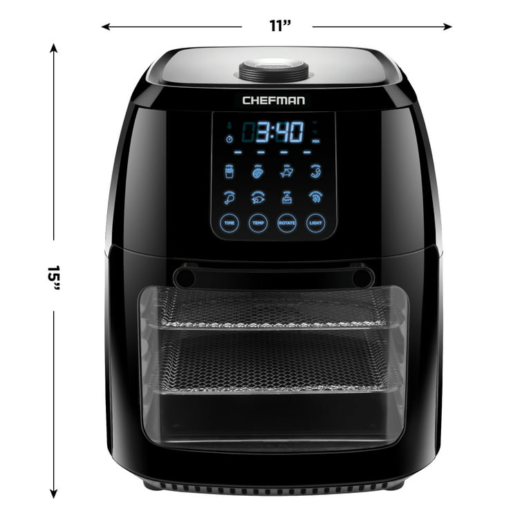 Chefman Black Air Fryer Oven 1700W Touch Control Programmable cETLus Safety  Listed - Versatile Countertop Cooking, Rapid Air Heating, Healthy Meals in  the Air Fryers department at