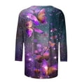 thumbnail image 6 of ZQGJB Cute Butterfly Print Shirts for Women Dressy Casual 3/4 Lenght Sleeve Round Neck Graphic T-Shitrs Top Loose Fit Comfy Tunic Tees Blouse Multicolor#18 S, 6 of 6