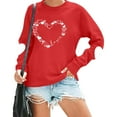 thumbnail image 6 of FAWUUDO Valentines Day Shirts Women Valentine Crewneck Sweatshirts Love Heart Sweatshirt Valentine's Long Sleeve Tops Red XS, 6 of 9