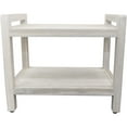 thumbnail image 2 of Rectangular Teak Shower Bench with Shelf and Handles in White Finish, 2 of 2