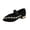 Black, variant on Women's Sparkly Rhinestone Flats Pointed Toe Low Heel Comfortable Suede Upper Mary Jane Shoes White