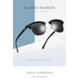 thumbnail image 5 of Gafas de sol polarizadas de media montura para hombre (marco negro brillante con hojas de color azul hielo) - Gafas de sol retro de media montura con protección UV400 para hombres y mujeres Gafas de, 5 of 5