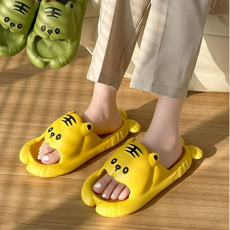 

Aayomet Women s Heeled Sandals Ladies Summer Slippers Shower Cute Ultra Soft Massage Tiger Lightweight Sandals And Slippers Yellow 6
