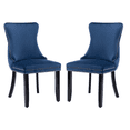 thumbnail image 4 of Tcbosik 2 Pack Velvet Dining Chairs, Upholstered Kitchen Chair with Button Tufted Back, Side Chair with Solid Wood Legs for Living Room, Bedroom, Easy Assembly, Blue, 4 of 10