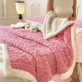 thumbnail image 3 of ROSEKIND Luxury Diamond Jacquard Sherpa Throw Blanket, Ultra Soft Reversible Fleece Bed Blanket for Couch & Sofa, Warm & Decorative, 80"x90", Blush Pink, 3 of 8