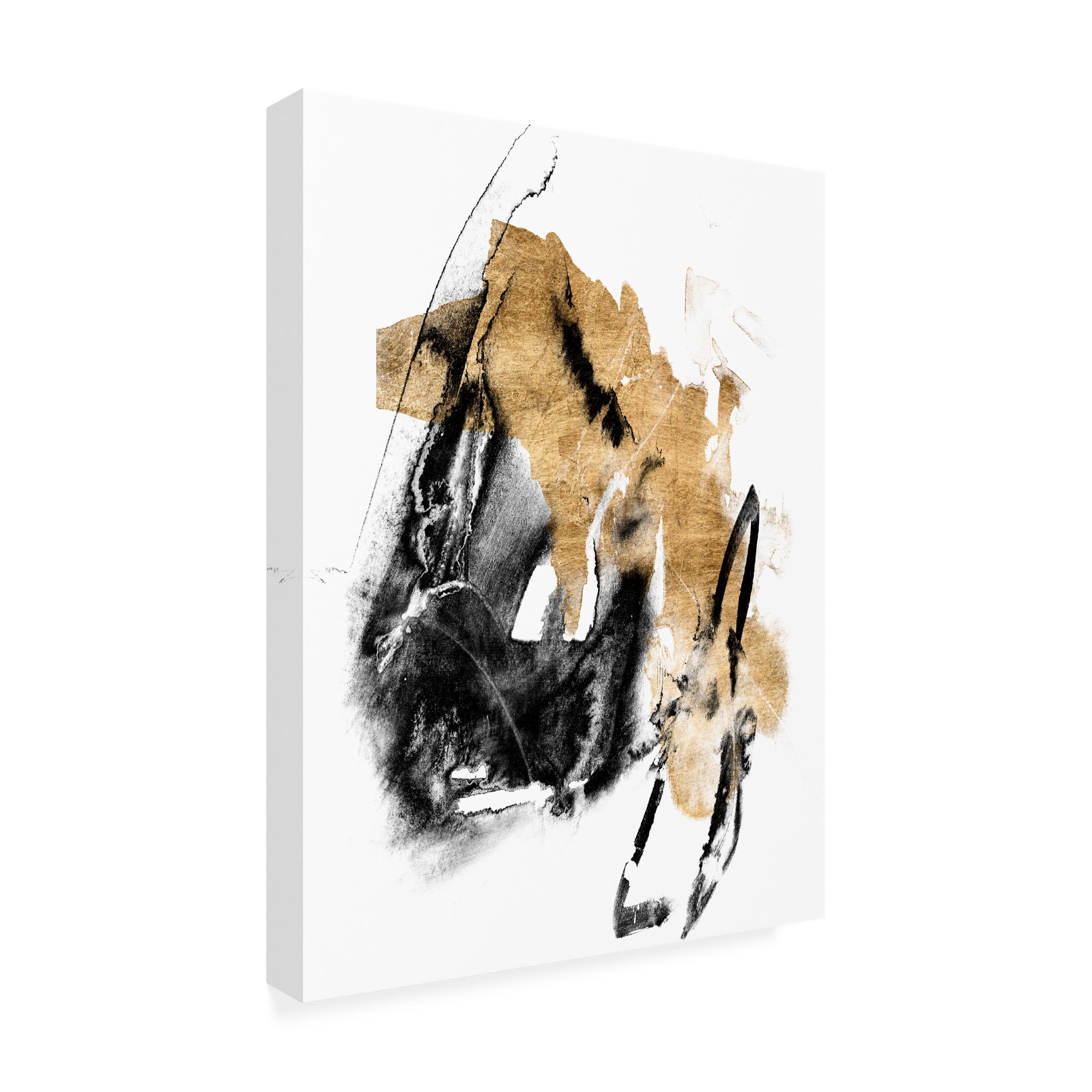 Jennifer Goldberger 'Black And Gold Splash IV' Canvas Art