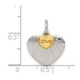 thumbnail image 2 of 925 Sterling Silver Yellow Gold-Plated Textured Love Charm Pendant, 2 of 3