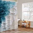 thumbnail image 6 of Watercolor Beach Waves Shower Curtains for Bathroom, Abstract Blue Ocean Washable Fabric Shower Curtain with Hooks Waterproof Bathroom Decor Sets, 36 x 72 Inches, 6 of 9