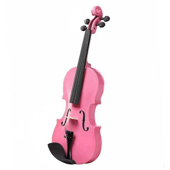 3/4 Violin for Kids Age 9-12, Violin 3/4 Size for Beginner, Student, Acoustic Fiddle with Case, Bow, Bridge, and Rosin (Pink)