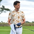 thumbnail image 3 of Rateoe Squirrel And Leaves Pattern Men's Short Sleeve Polo Shirts, Golf Polo Shirts Short Sleeve Performance Moisture Wicking Dry-Small, 3 of 6