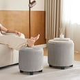 thumbnail image 6 of Round Set of 2 Ottoman with Storage-Upholstered Velvet Vanity Stool for Makeup Multifunctional Ottomans Coffee Table Padded Seat Foot Rest for Living Room&Bedroom (Ligth Grey), 6 of 14