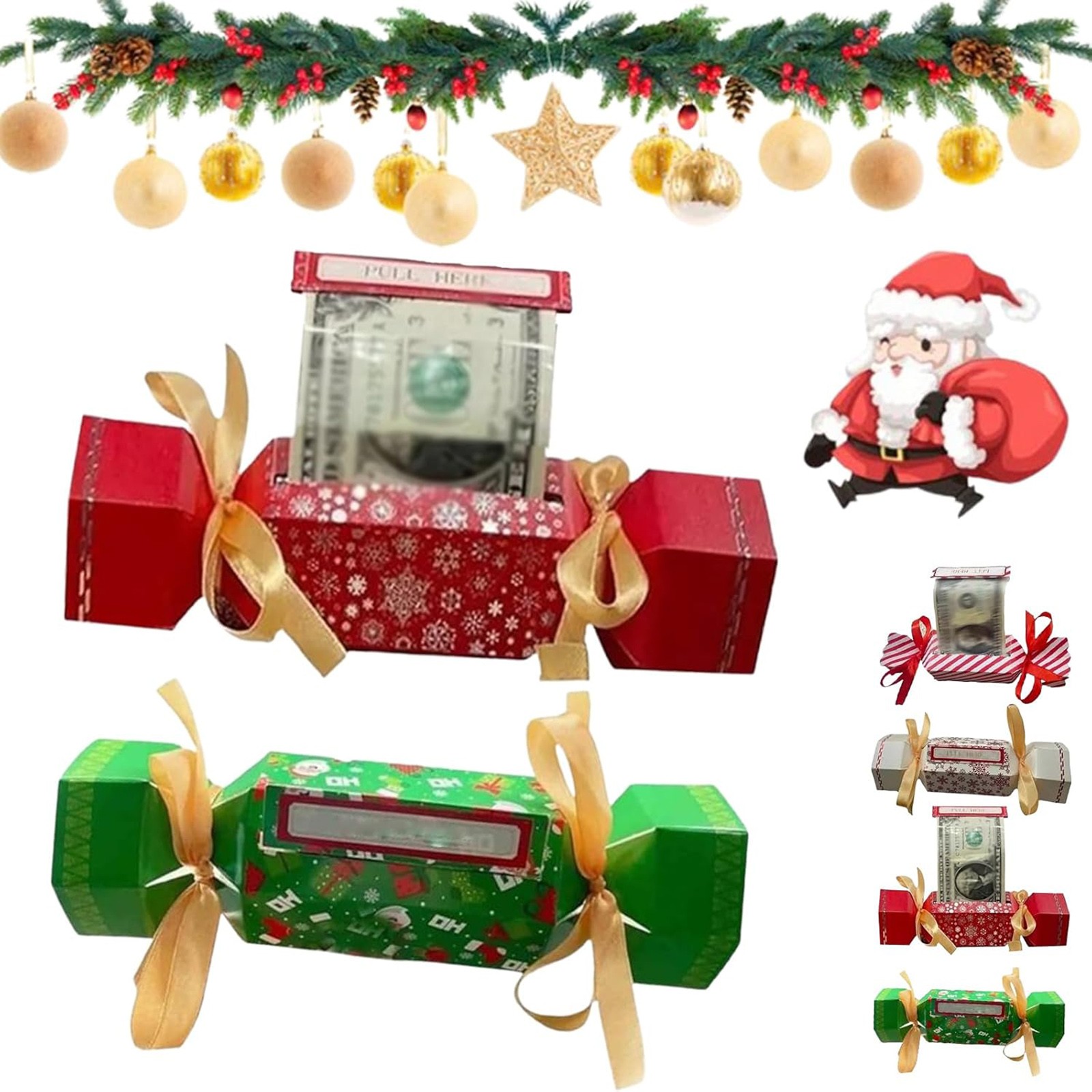 Porte-cartes Cadeau Noël - 10 Compartiments Pour Billets Et Cartes - Design Père Noël - Cadeau Famille Et Amis