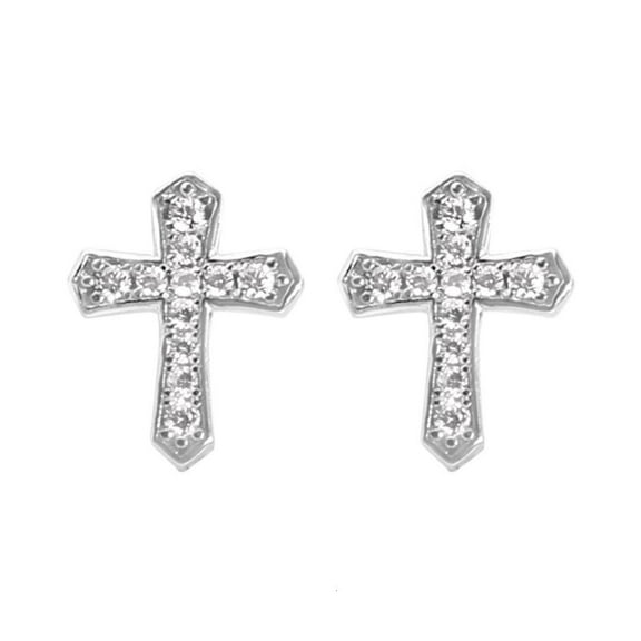 Necvior Hip Hop Style Cross-Dangle Earrings with Full Rhinestone Vintage Crucifix-Stud