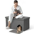 thumbnail image 2 of Cat Litter Box Enclosure Furniture, Hidden Cabinet Cats Litter Ottoman, Cat Litter Box Bench, 2 of 4
