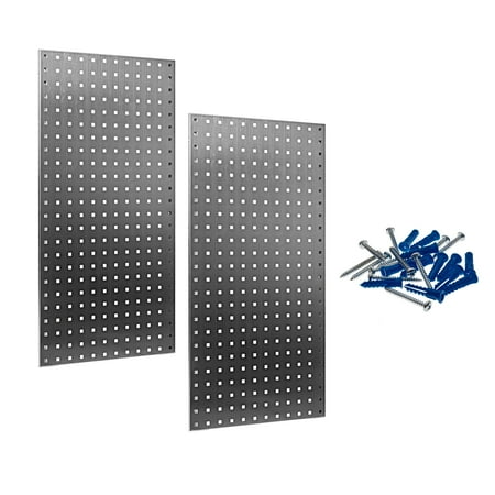 Triton Products® LB18-S (2) 18 In. W x 36 In. H x 9/16 In. D 304 Stainless Steel Square Hole Pegboards with mounting hardware