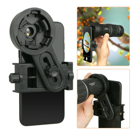 Universal Cell Phone Quick Photography Adapter Mount Holder Clip Bracket for Microscope Binocular Monocular Spotting Scope Telescope Accessories Fits for Almost Smartphone with 55-98mm