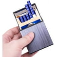 thumbnail image 6 of 3 Pack Cigarette Case Aluminum Brushed Cigarette Hard Box Holder for Men and Women, Metal 85mm Size Cigarette Protective Cover with Solid Magnetic Switch Flip Top Closure, 18-20 Capacity, 6 of 9