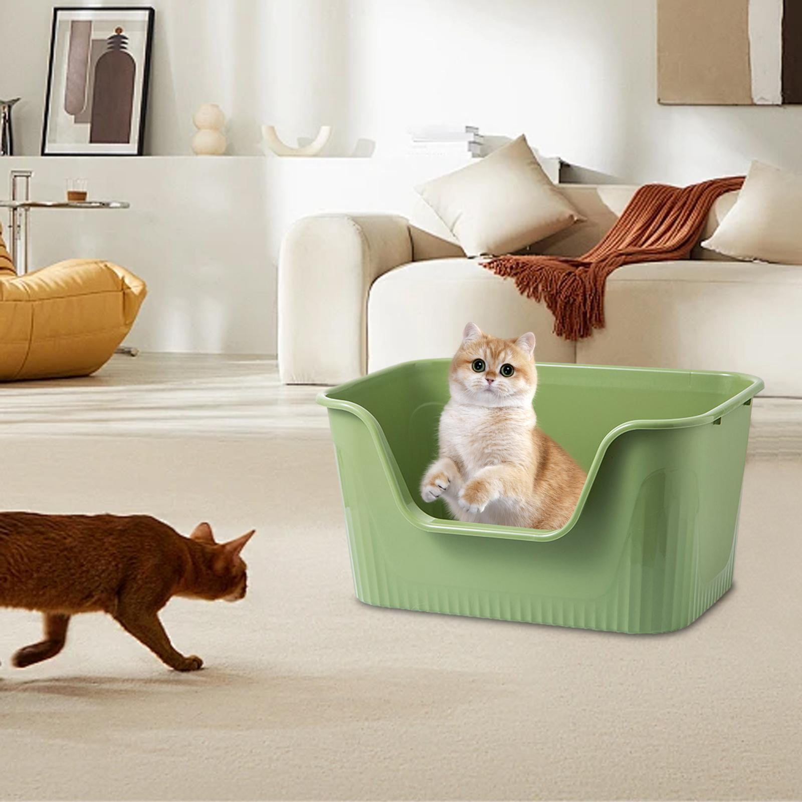 YWMJZEU Open Cats Litter Box Easy Access Cat Litter Container Pet Supplies Easy Cleaning Green S