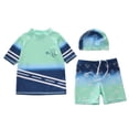 thumbnail image 2 of Gelikeya Toddler Boys Swimsuit Set Rash Guard Boys' Swimwear Two Piece Bathing Suit and Swim Trunk with Hat UPF 50+ Green 9-10 Years, 2 of 7