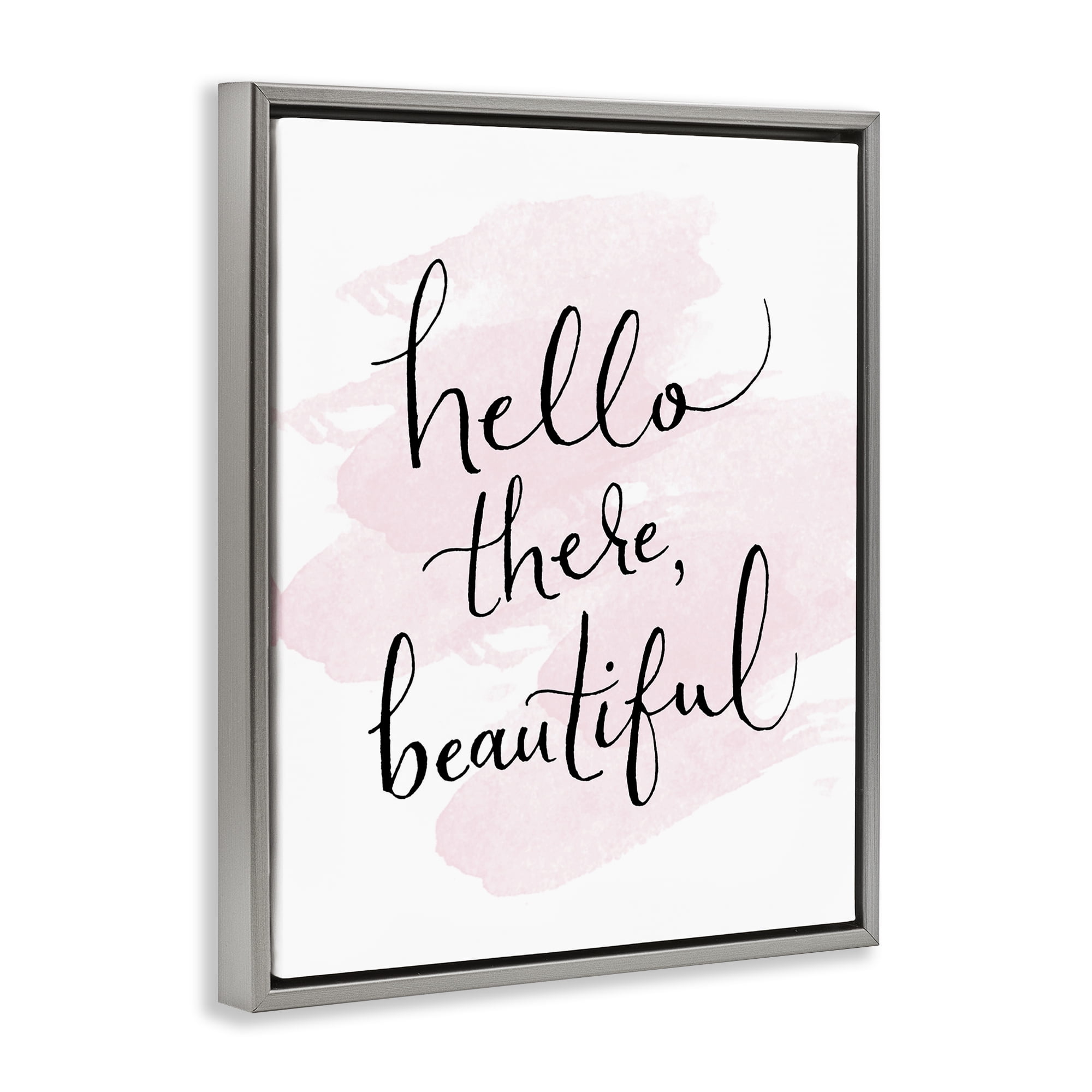 Stupell Industries Hello There Beautiful Beauty & Fashion Painting Gray Floater Framed Art Print Wall Art, 17 x 21
