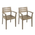thumbnail image 5 of GZXS Acacia Wood Dining Chair Set of 2, Outdoor Weather-Resistant Patio Armchairs with Slatted Seat and Back, 350lbs Weight Capacity, Gray, 5 of 10