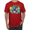 thumbnail image 1 of Cute Happy Smiling Dog Rainbow Pitbull Dog Lover Men's Graphic T-Shirt, Red, Small, 1 of 3