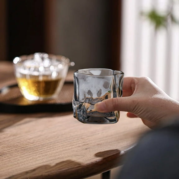 Small Twisted Glass 170ml Colorful Whiskey Glass Unique Design Beer Glass Thickened Construction Light Refracting Cup for Home Bar Drinking Utility