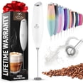 thumbnail image 1 of Zulay New Titanium Motor Milk Frother (Without Stand) - Handheld Frother Whisk, Milk Foamer Frother, Mini Blender and Electric Mixer for Coffee, Frappe, Latte, Matcha, Budget No Stand - White, 1 of 8
