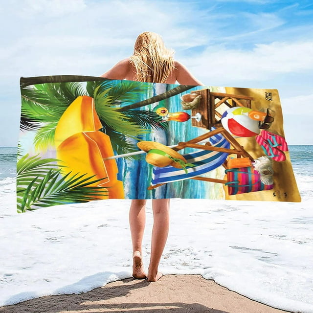 Dvkptbk Beach Serviette de Plage Été Pantoufles de Plage Serviette de Plage Microfibre Velours Double Face Serviette de Plage Serviette de Natation Serviette de Plage Polyvalente Essentials en Liquidation