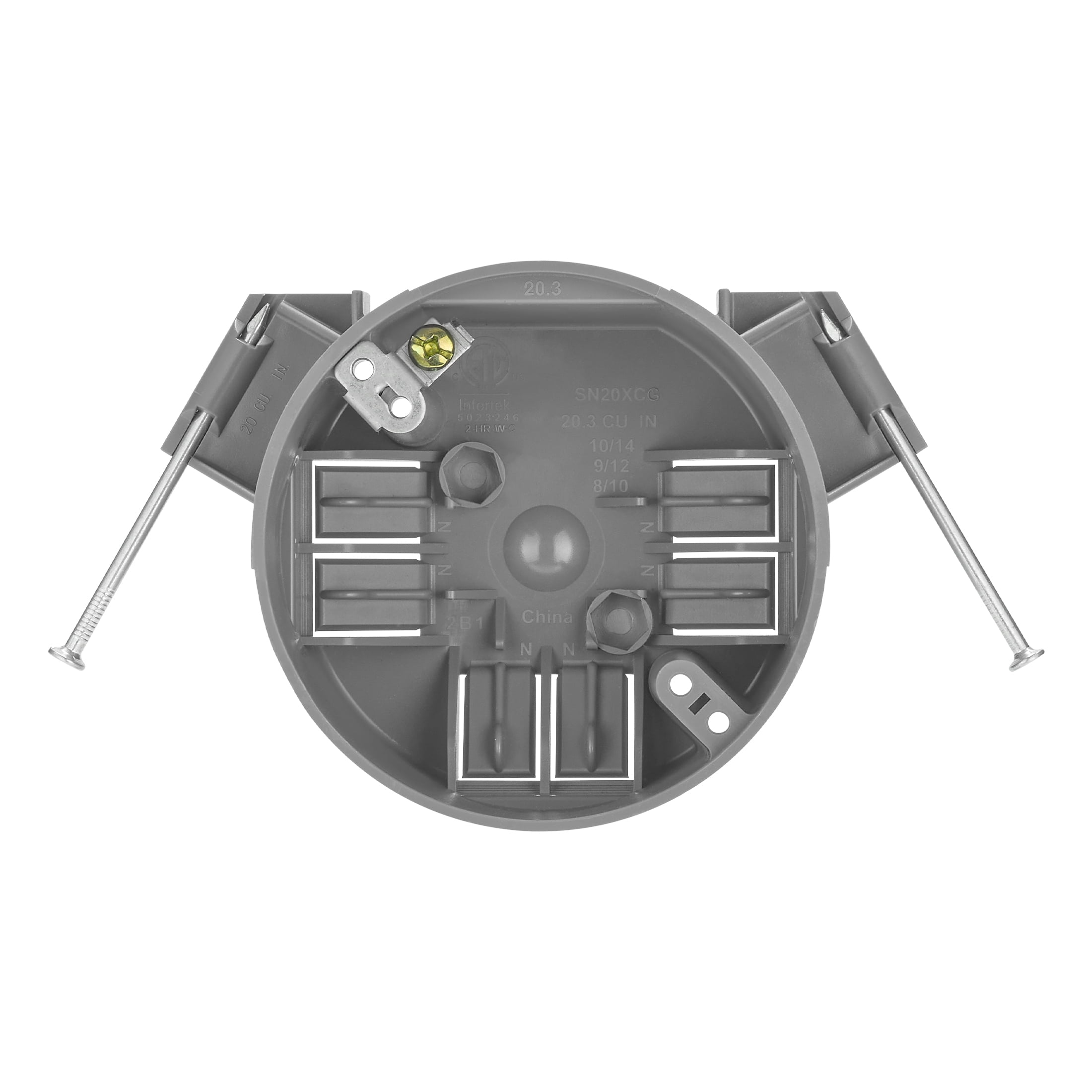 Maxxima 20.3 cu. in. PVC New Construction Ceiling Electrical Junction Box, Ceiling Box w/ Nails, ETL Listed, Gray (10 Pack)