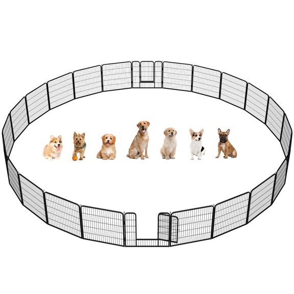 Yaheetech 31.5"H 24 Panels Heavy Duty Dog Playpen Outdoor & Indoor, Black