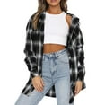thumbnail image 4 of Veste à Carreaux Printemps et Automne pour Femmes Cardigan à Boutons Poche Latérale Chemise, 4 of 6