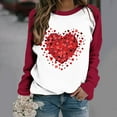 thumbnail image 2 of Plus Size Pullover Tops for Women Valentine's Day Funny Graphic Print Leopard Patchwork Long Sleeve Casual Sweatshirts (Red,XL), 2 of 4