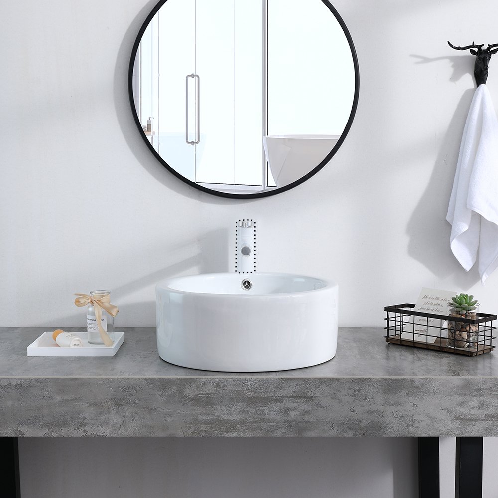 Topcobe Vessel Sink for Bathroom, Modern Bathroom Ceramic Vessel Vanity