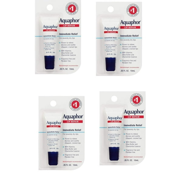 Pomada reparadora de labios Aquaphor, humectante de larga duración, 10 ml x 4