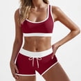 thumbnail image 2 of IYYVV Women Two Piece Athletic Swimsuits High Waisted Bikini Set Sporty Crop Top with Boy Shorts Bathing Suits Red XL, 2 of 6