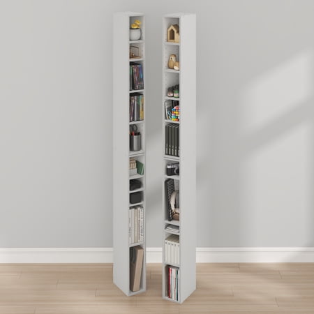 Furinno FULDA Set of 2. 10-Tier Space Saving Storage Shelf Bookcase. White