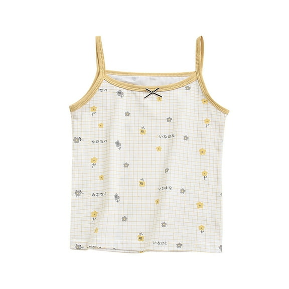 Diufon Girls Camisole Summer Casual Prinrted Sleeveless Crewneck Undershirt Cotton Soft Breathable Suspenders