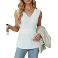 thumbnail image 2 of Women'S Summer Tank Tops Dressy Casual Blouses Business Work Outfits Sleeveless Peplum Shirts White XXL, 2 of 9
