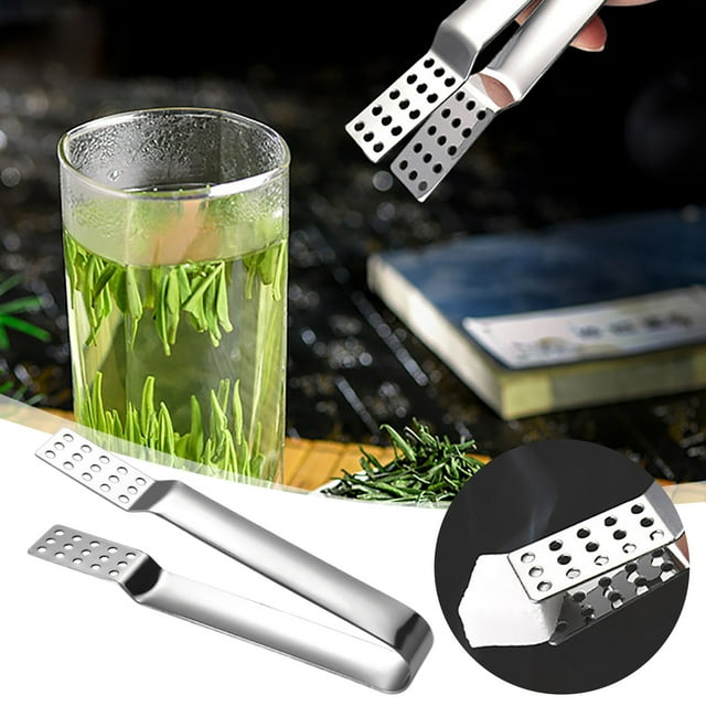 Food Clips for Kitchen Stainless Steel Tea Bag Squeezer Holder Rest Portable Tea Strainer Tongs Bag Clips Ice Cubes Tool for Bar and Home
