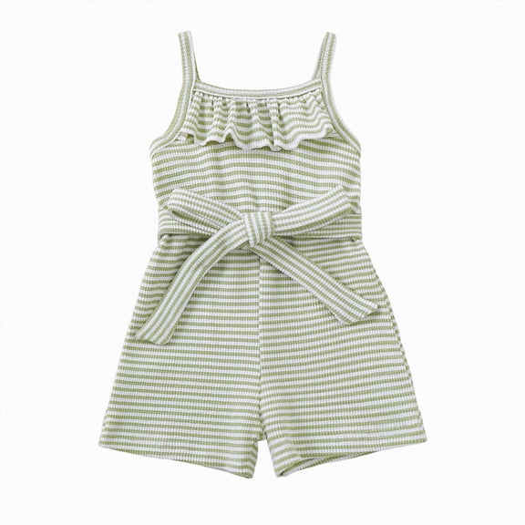 TAmten Toddler Baby Girl Pink Sleeveless Ruffle Jumpsuit 1T 2T 3T 4T 5T 6T Summer Romper Outfits Short Ruffle Sleeve(Green,18-24 Months)