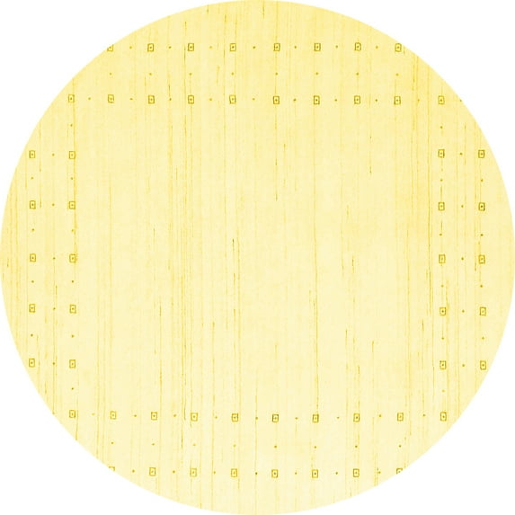 Ahgly Company Machine Washable Indoor Round Solid Yellow Modern Area Rugs, 8' Round