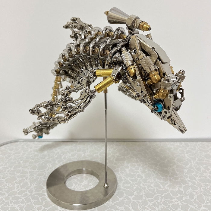3D Metal Puzzle Mechanical Dolphin Model DIY Assembly Kit Steampunk Animal Brain Teaser Creative Handmade Project for Display