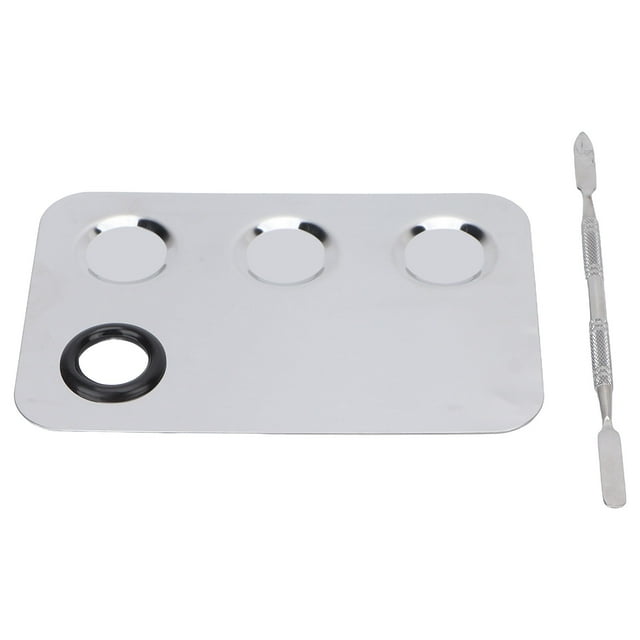 Makeup Mixing Palette, Small Stainless Steel Rectangle Shape Mixing Plate Tools With Spatula Nail Art Palette For Blending Cosmetic Shades