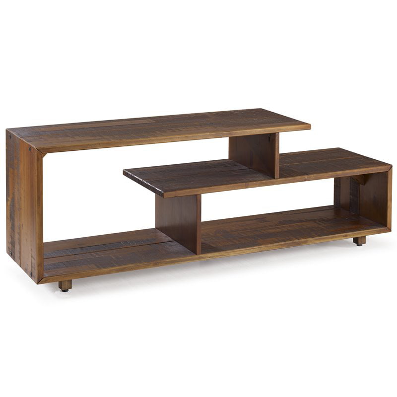 60 inch Rustic Solid Wood Asymmetrical TV Stand Console in ...