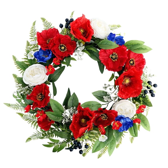 Poppy Wreath, Red/White/Blue, 22", by My Texas House