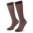 thumbnail image 2 of Deago 4 Pairs Mens Ultra Thin Dress Socks Silk Sheer Business Socks Summer Work Trouser Sox Mid Calf (Coffee), 2 of 11